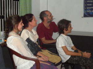 Us watching a presentation of our life in Bangladesh